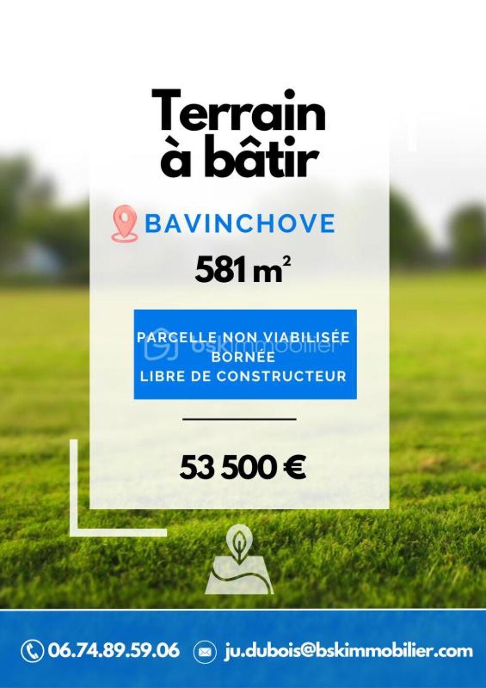 Vente Terrain Terrain à bâtir 581 m² - BAVINCHOVE Bavinchove
