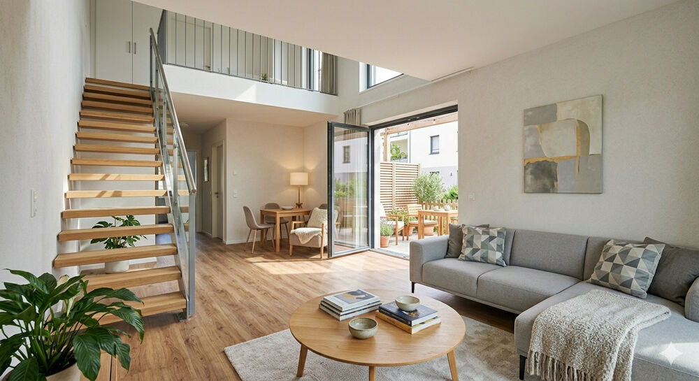 - RARE T5 en DUPLEX orienté SUD-EST avec TERRASSE, JARDIN PRIVATIF, PARKINGS, PROCHE TRAMWAY -