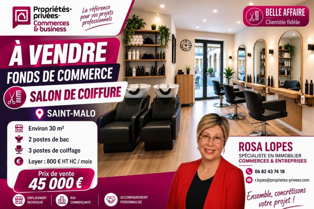   ILLE-ET-VILAINE- 35400 SAINT MALO - SALON DE COIFFURE 30 M2 