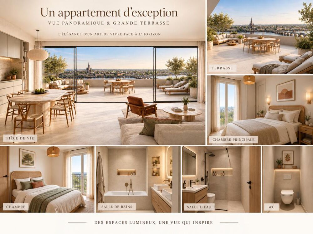 BORDEAUX BASTIDE  T5 DE 111 M²  VUE IMPRENABLE SUR BORDEAUX  2 PARKINGS