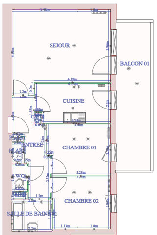 Appartement � louer 3 pi�ces 62 m�