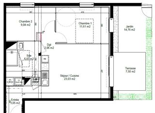  Appartement à louer 3 pièces 56 m²