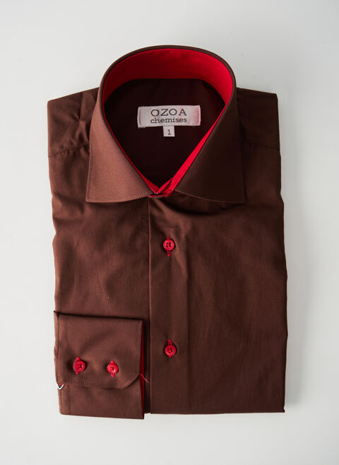 Chemise manches longues homme Ozoa marron taille : S 13 FR (FR)