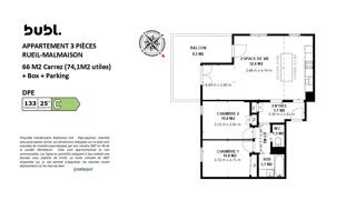  Appartement  vendre 3 pices 66 m