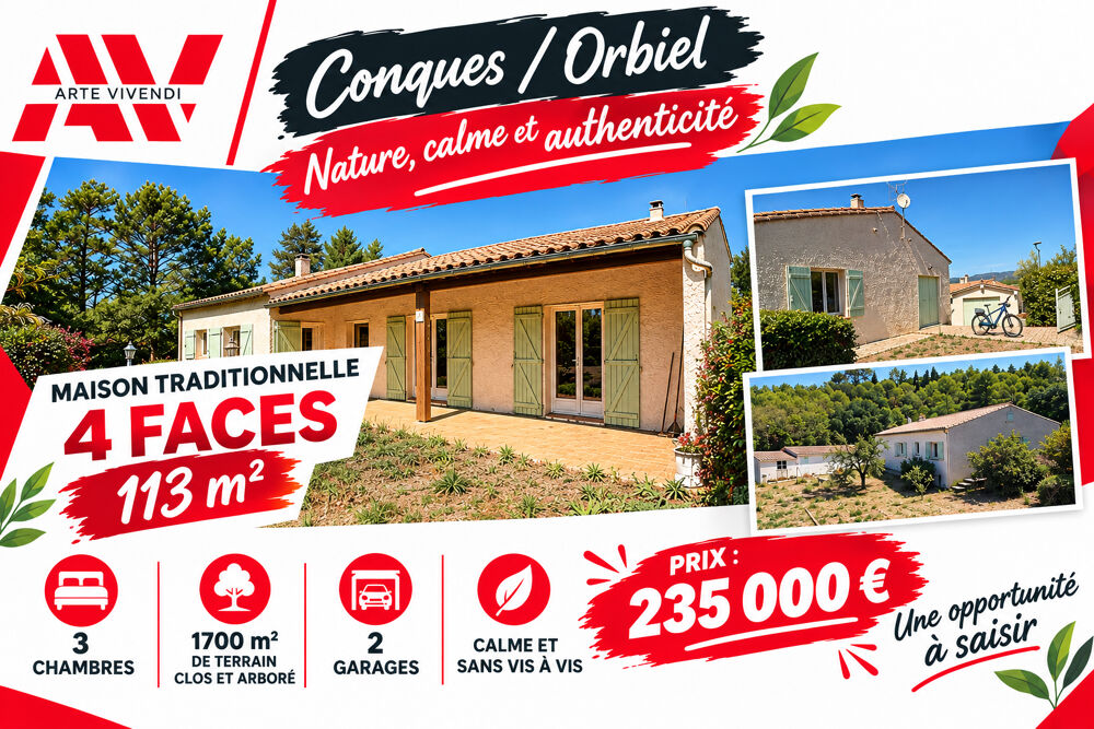 Maison 4 faces de 113 m2 avec grand terrain de plus de 1700m² , jardin arboré & sans vis-à-vis