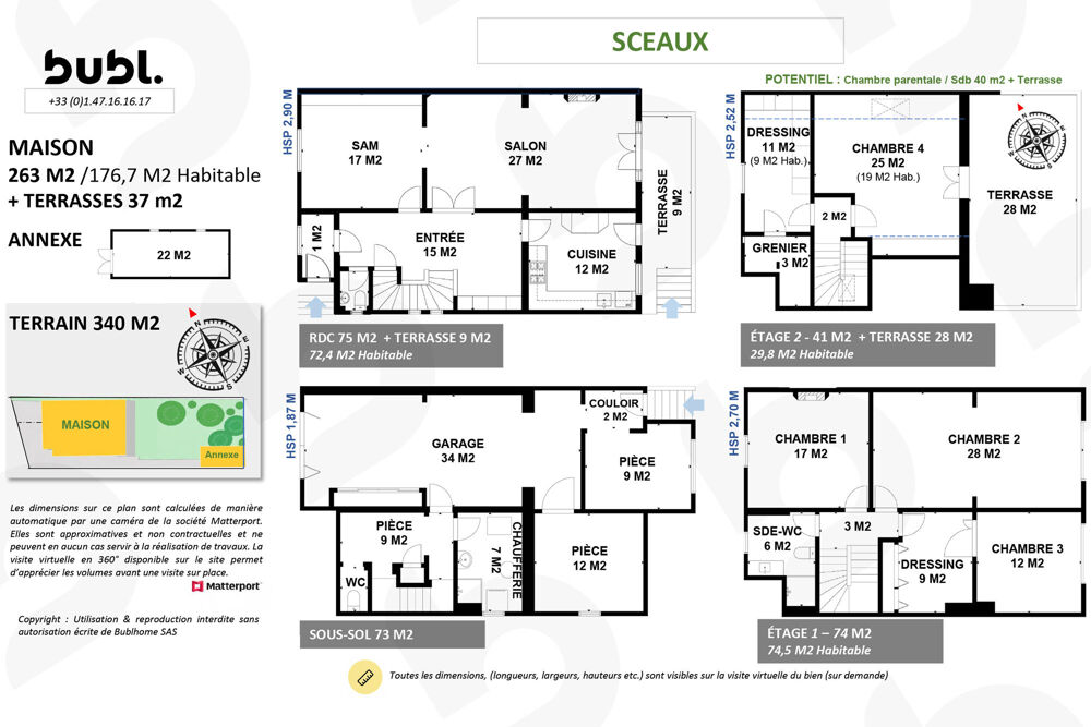 Vente Maison Propriété de charme, d'environ 263 m2au sol /177 m2 habitabl Sceaux