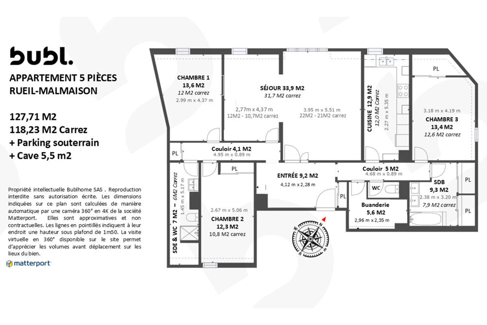 Vente Appartement Rueil-malmaison centre 5 pièces dernier étage 127 m2 Rueil-malmaison