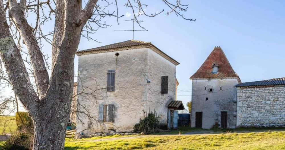 Ferme en pierre du 17ème avec maison, pigeonnier, grange, hangar et dépendances. 4000 m2 de terrain.