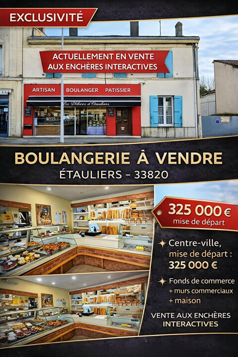 BOULANGERIE ARTISANALE + MURS COMMERCIAUX + MAISON 5 CHAMBRES 325000 33820 Etauliers