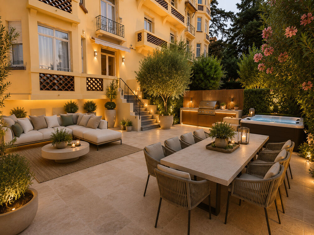 CANNES CENTRE T4 SUD 151M2 BOURGEOIS REZ DE JARDIN TERRASSE 97M2, GARAGE