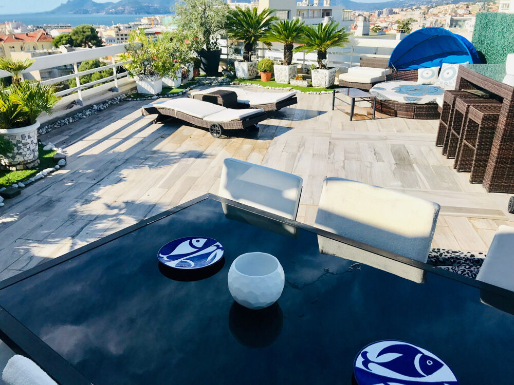 CANNES PENTHOUSE T4-T5 DE 95M2 TERRASSES 120M2 VUE MER PISCINE TENNIS
