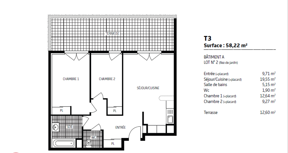 Vente Appartement T3 Poitiers ouest avec terrasse et parking Poitiers