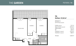  Appartement � vendre 3 pi�ces 58 m�