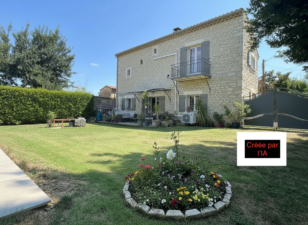 Vente Maison Moussac, maison en pierre au coeur du village avec piscine proche Uzes Moussac