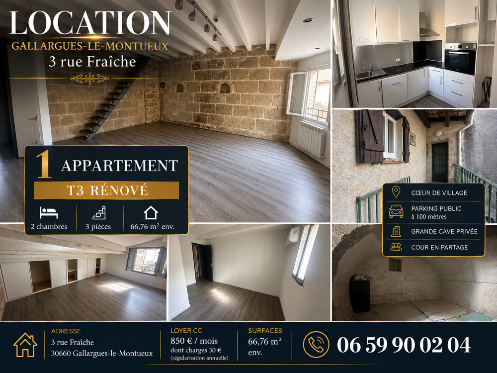 Location T3 rénové en coeur de village
