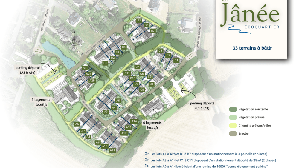 Vente Terrain A VENDRE - SOQUET IMMOBILIER -  TERRAIN A BATIR VIABILISE 374 m2 ECO QUARTIER - EVRAN Evran