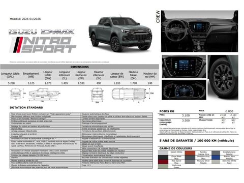 D-Max CREW NITRO SPORT 2.2 DMS A/T 4x4 MY2026 Euro6e-bis RED SPINE 2026 occasion 44700 Orvault