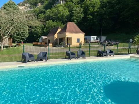   Camping Moulin De Caudon - NOMADE LODGE sans sanitaires - SANS SANITAIRE Terrasse - place de parking en extérieur - Salon jardin Aquitaine, Domme (24250)
