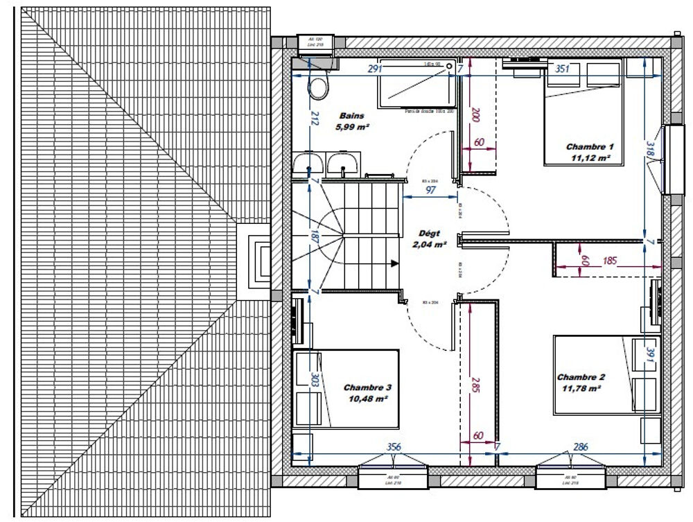 Villa Genas secteur Le Bourg, 92m2 habitables, jardin environ 368m2.