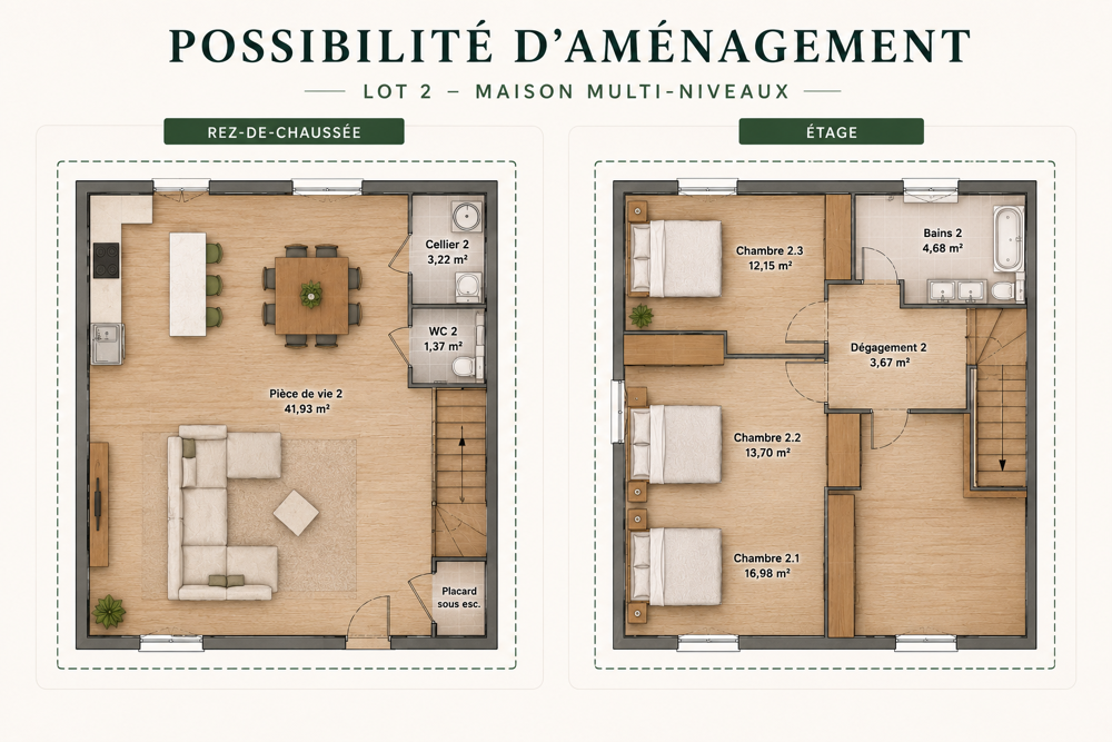 Maison plateau aménagé 3 chambres 89m2