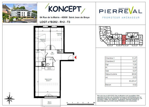  Appartement � louer 3 pi�ces 63 m�