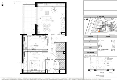  Appartement � louer 3 pi�ces 61 m�