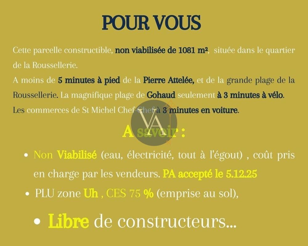 Vente Terrain Terrain à bâtir – permis d'aménager accordé Saint-michel-chef-chef