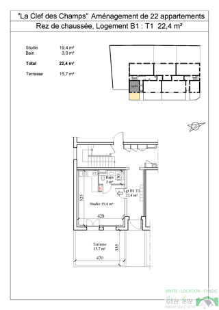  Appartement  vendre 1 pice 25 m