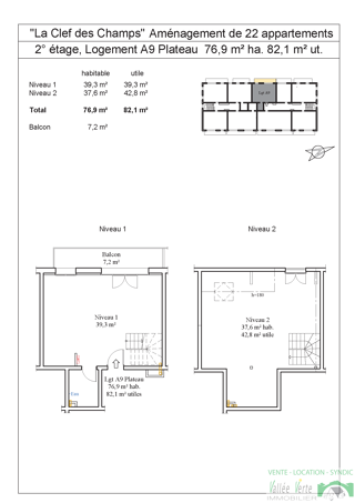  Appartement  vendre 3 pices 77 m
