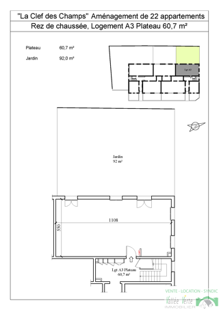  Appartement  vendre 3 pices 61 m