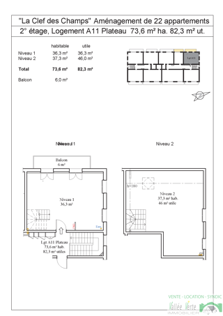  Appartement  vendre 3 pices 74 m