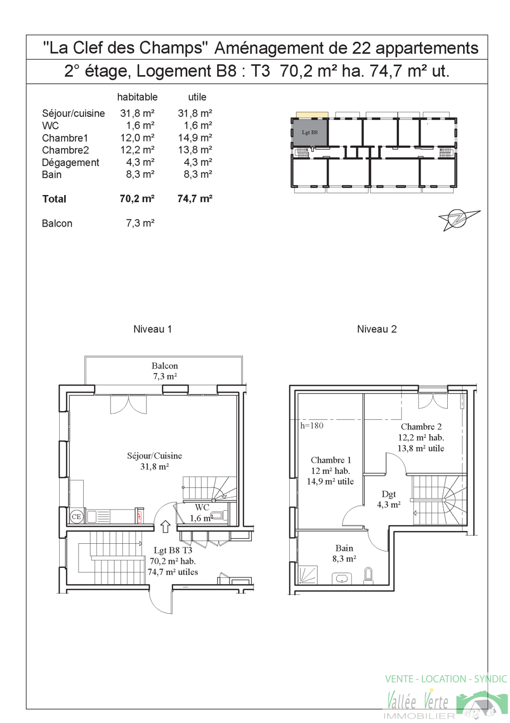 Vente Appartement APPARTEMENT T3 + BALCON - LA CLEF DES CHAMPS - HAUTEURS ST JEOIRE St jeoire