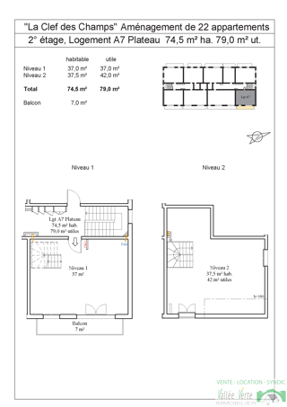  Appartement  vendre 3 pices 75 m