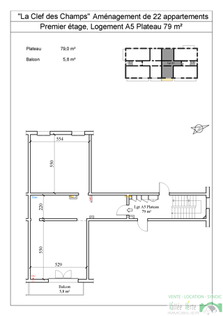  Appartement  vendre 3 pices 79 m