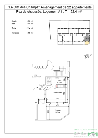  Appartement  vendre 1 pice 22 m