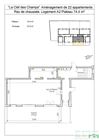  Appartement  vendre 3 pices 74 m