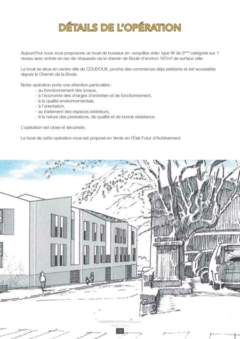 Local tertiaire de 167 m2 &agrave; Coudoux (13111) centre ville en pied d'immeuble 220000 13111 Coudoux
