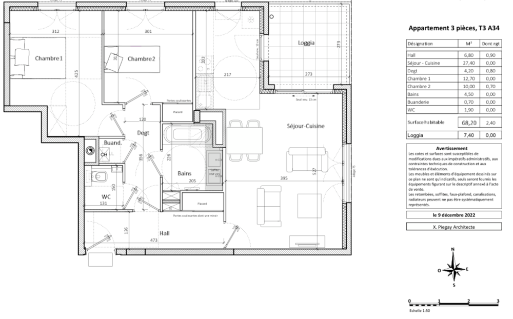 Appartement Type 3 - 68 m2