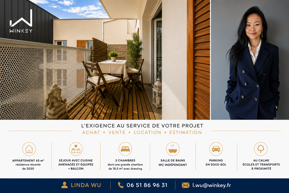 Vente Appartement T3 construction 2020 avec balcon et parking Villeneuve le roi