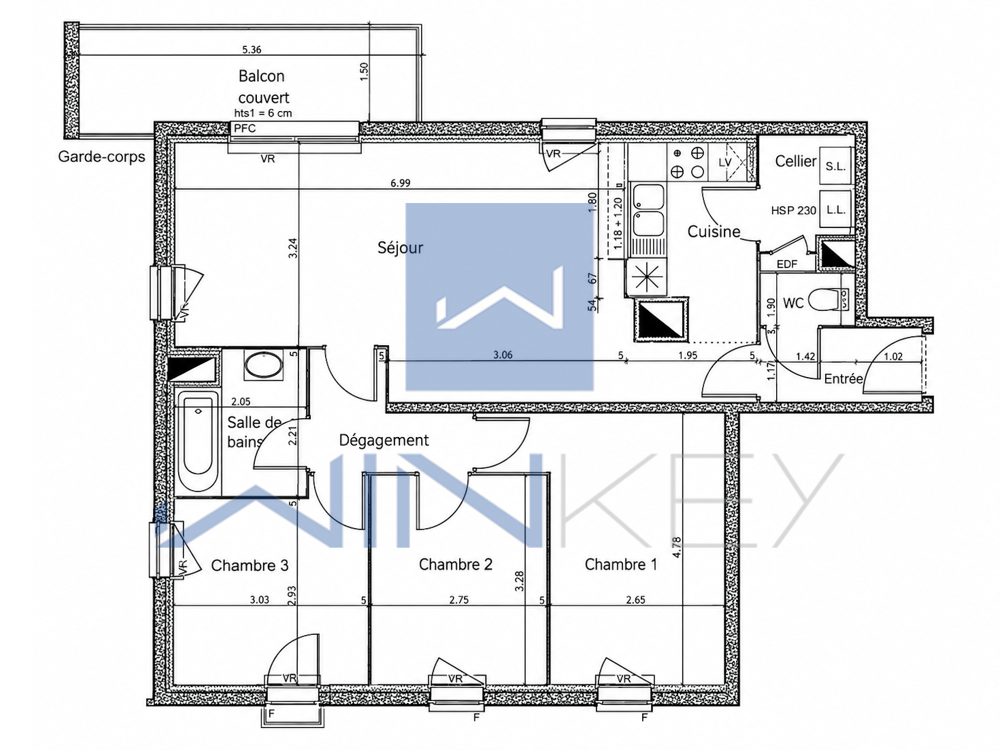 Vente Appartement THORIGNÉ-FOUILLARD   T4 79 m2   3 chambres   terrasse   ascenseur   garage Thorigne fouillard
