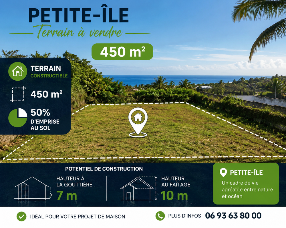 Vente Terrain Terrain constructible de 450 m2 CENTRE PETITE-ILES Petite ile
