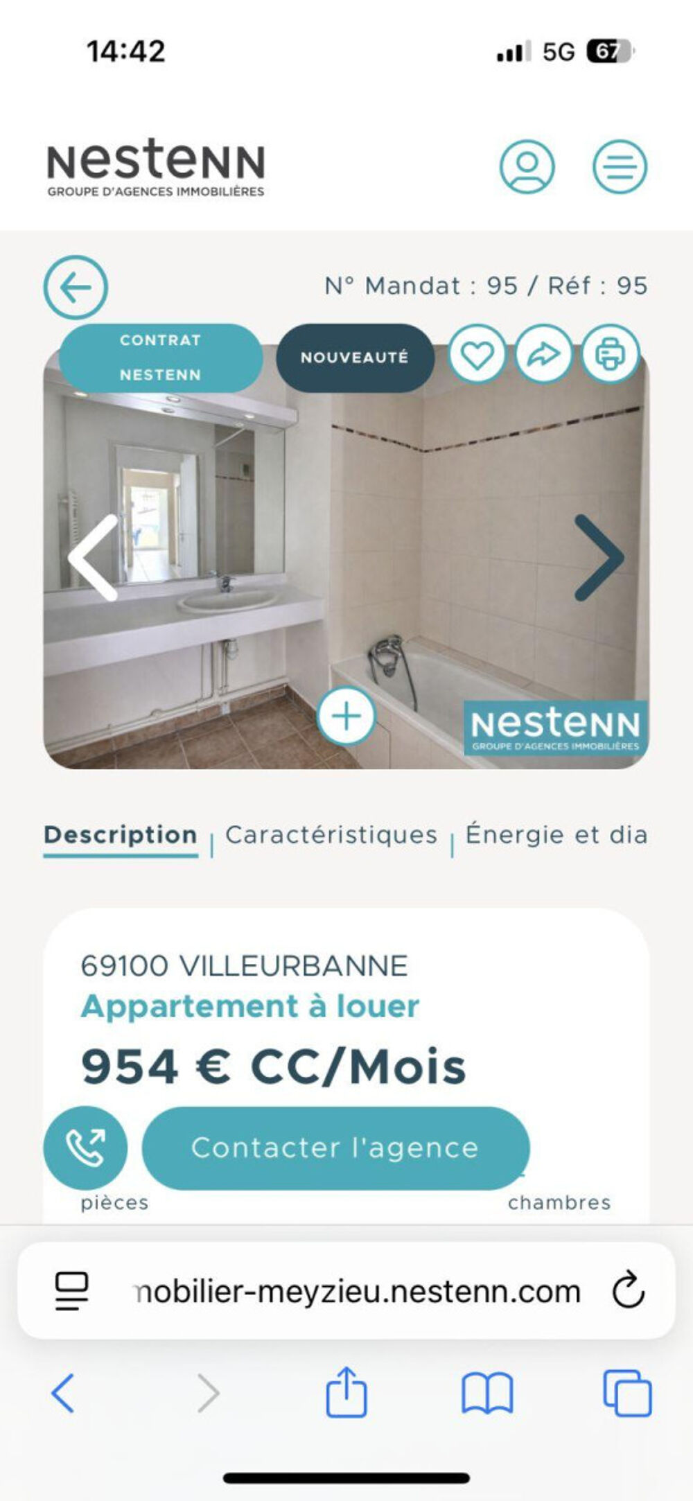Location Appartement Appartement T3 3eme étage, terrasse, garage. Villeurbanne