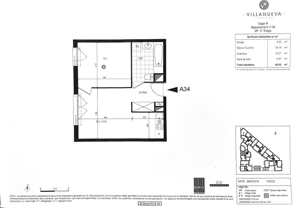 Location Appartement Charmant 2 pièces, résidence sécurisée Saint-denis