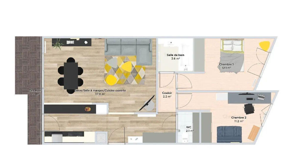 Location Appartement Beau 3 pièces 66m² meublé proche du centre et Fac Châtenay-malabry