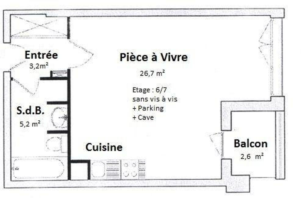 Location Appartement Beau studio avec espace nuit balcon et parking Rueil-malmaison