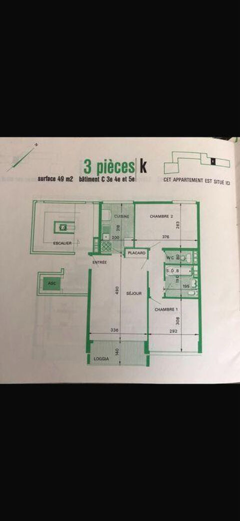   Appartement 3 pièces à louer Appartement - 3 pièce(s) - 50 m²