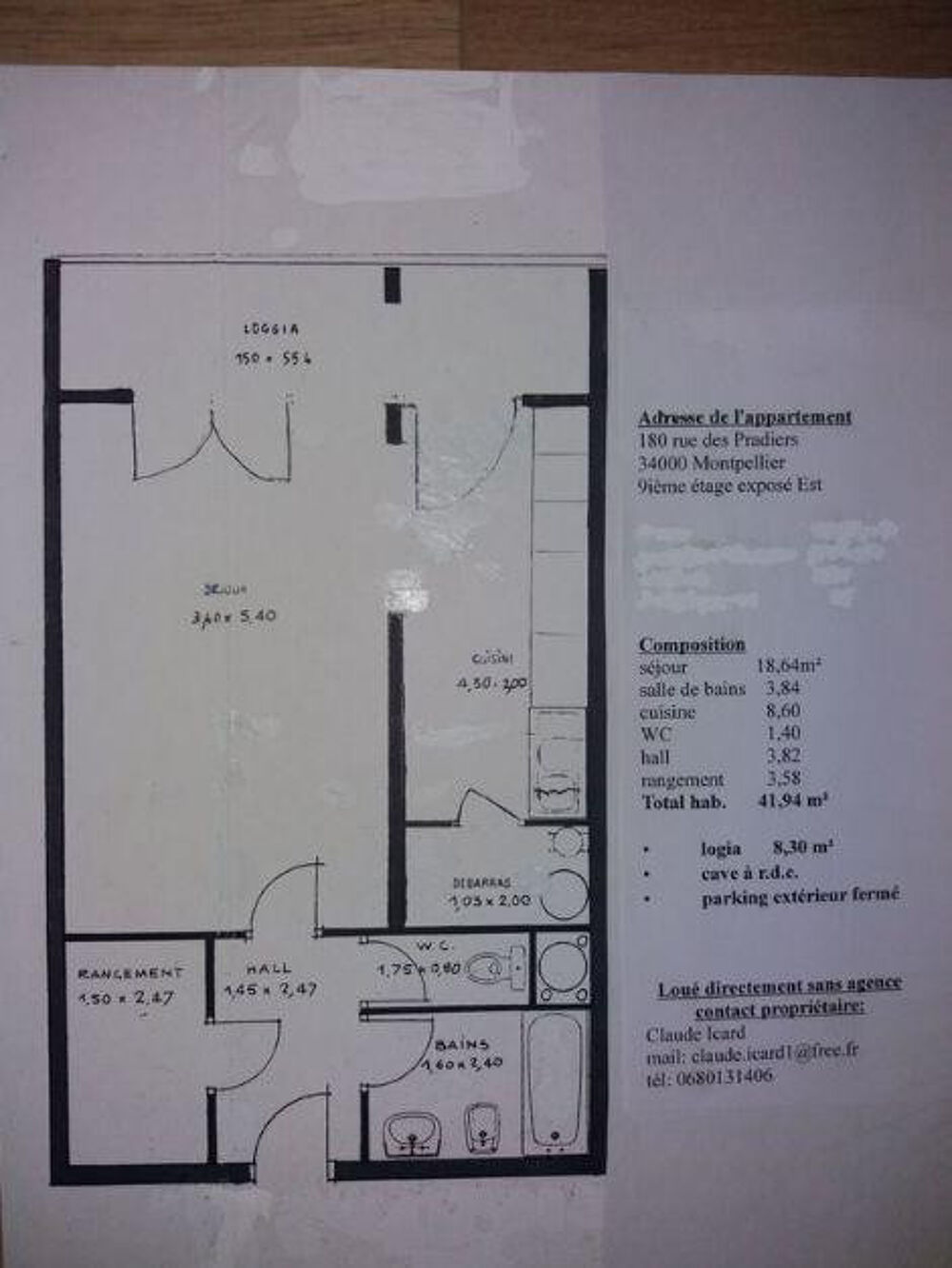 Location Appartement Grand studio, parking, cave, balcon Montpellier