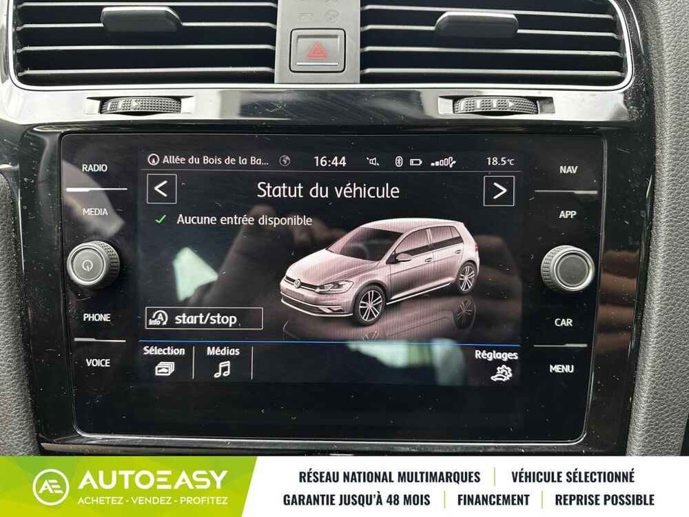 Golf 1.5 TSI 130ch Carat 1&egrave;re main - Entretien VW - Carplay - R&eacute;g 2018 occasion 44470 Carquefou