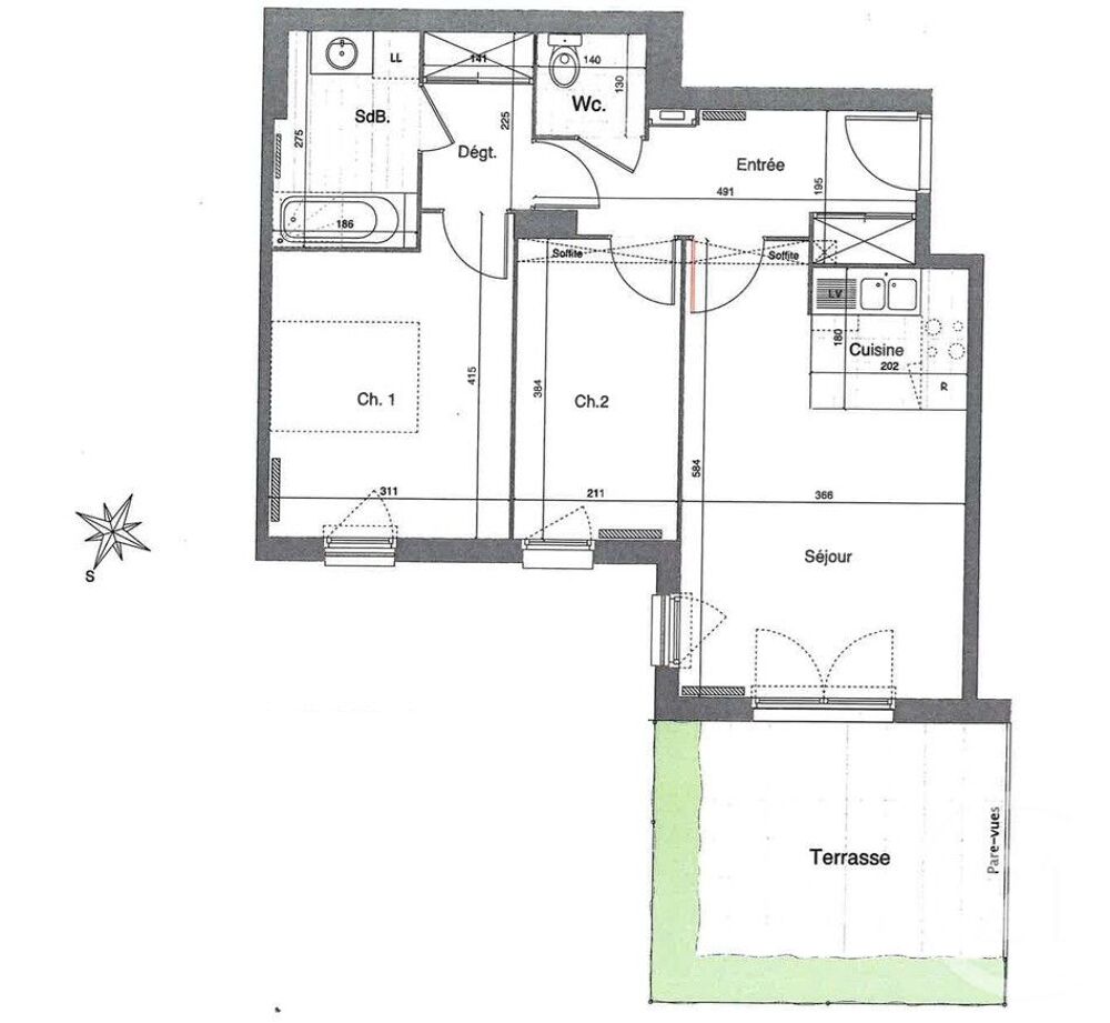 vente Appartement - 3 pice(s) - 59 m Thiais (94320)