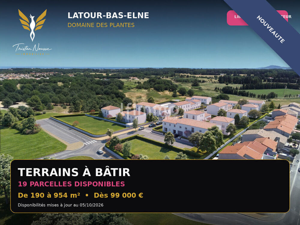 Vente Terrain terrain viabilisé 190 m² - libre de constructeur - 2 faces Latour-bas-elne